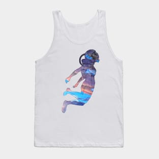 Clothos - Space Girl Floating White Background Tank Top